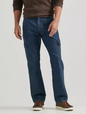 Wrangler® Denim Loose Fit Cargo Jean in Medium Stonewash Denim