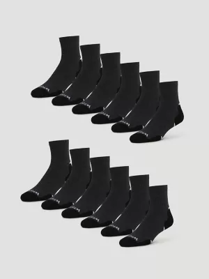 Mens Everyday Cotton Quarter Sock 12 Pack:Charcoal:One Size