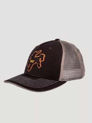 1947 Bronc Buster Trucker Baseball Cap:Black & Grey:One Size