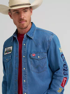 Wrangler x Coors Denim Shirt in Golden Blue