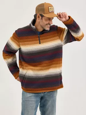 Men's Wrangler® Striped Quarter-Zip Sherpa Pullover in Sunset Stripe
