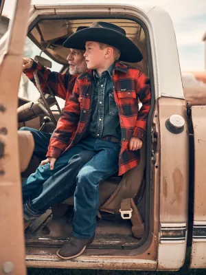 Boy's Wrangler Quilt Lined Flannel Shirt Jacket in Red Buffalo