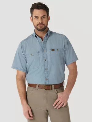 Wrangler® RIGGS Workwear® Chambray Work Shirt in Light Blue