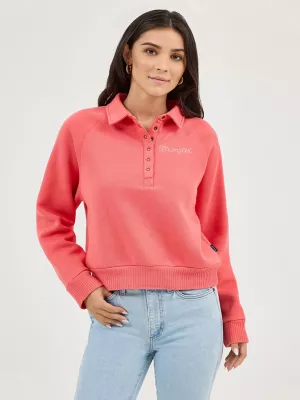 Women's Wrangler Retro® Half-Snap Collared Pullover in Pink