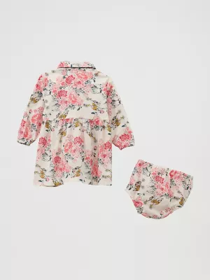 Little Girl's Printed Western Snap Dress in Floral White