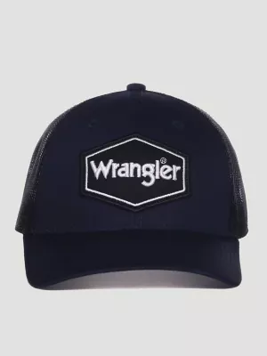 Mens Mesh Back Wrangler Hat:Black/Navy:ONE SIZE