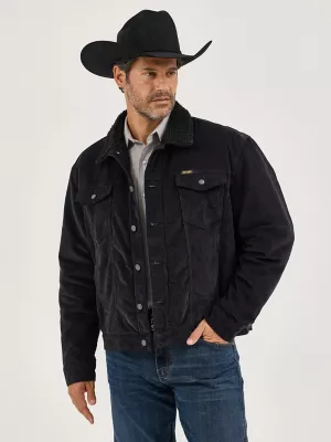 Mens Cowboy Cut Sherpa Lined Corduroy Jacket:Caviar:XXL