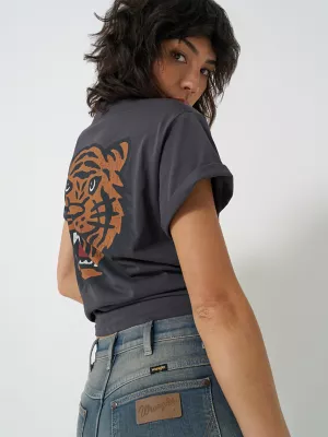 Women's Graphic Girlfriend Tee in Faded Black