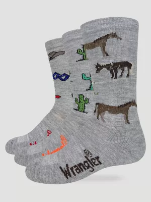 Kids Novelty Boot Sock 3-Pack:White:S