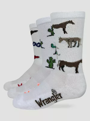 Kids Novelty Boot Sock 3-Pack:White:S