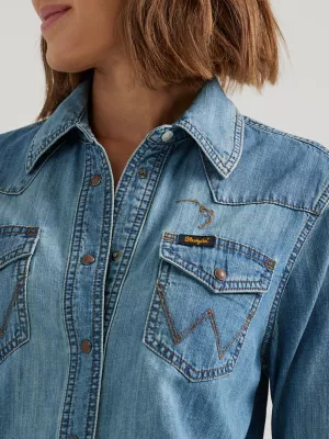 Wrangler x Buffalo Trace™ Women's Revival Shirt in Indigo