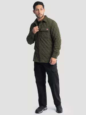 Men's Workwear Diamond Quilted Shacket in Grape Leaf Green