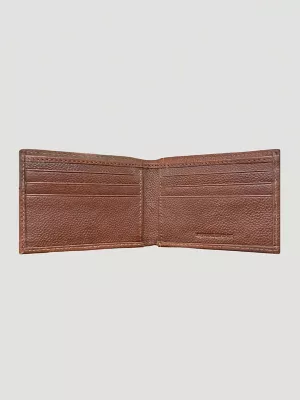 Distressed Leather and Concho Bifold Wallet:Brown:One Size