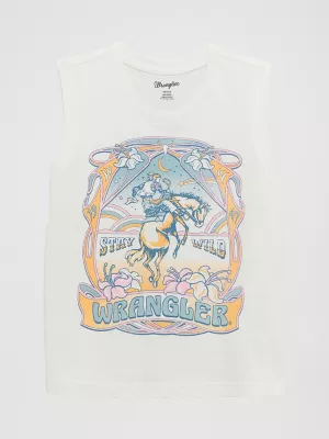 Girl's Western Graphic Tank in White