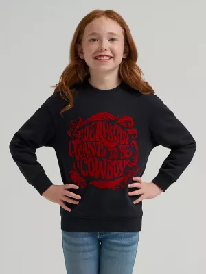 Girl's Wrangler x Lainey Wilson Cowboy Crewneck Pullover in Cowboy Graphic