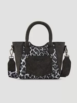 Animal Print Leather Trim Tote:Black:One Size