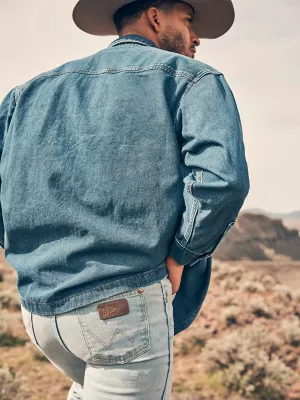 Men's Oversized Denim Shirt in Retro Blue