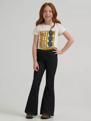 Girl's Wrangler x Lainey Wilson Pull On Bell Bottoms in Washed Black