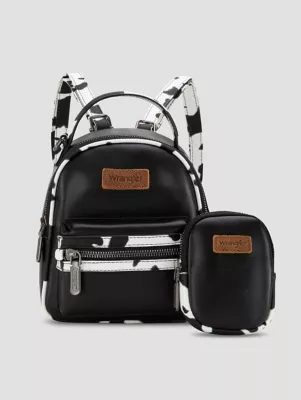 Mini Backpack with Cow Trim:Black:One Size