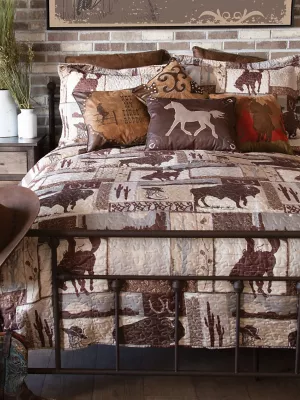 Wrangler Vintage Cowboy Quilted 3-Piece Bedding Set:Vintage Brown:KING