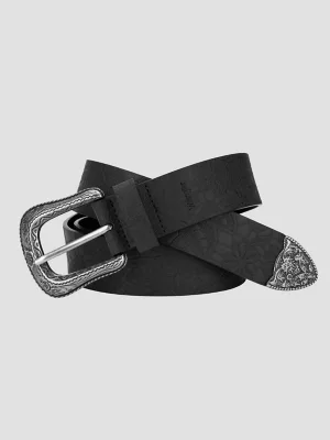 Women's Floral Buckle Loop Belt in Black