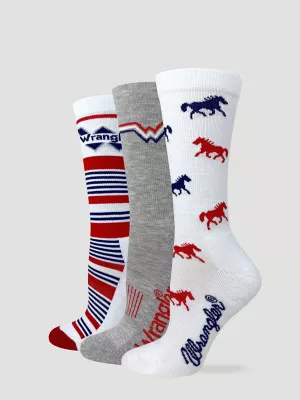 Womens Americana Crew Socks Box Set 3 Pack:Americana:One Size