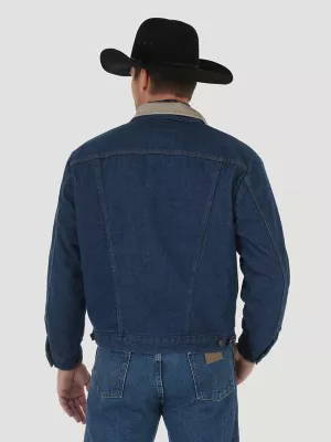 Men's Wrangler® Blanket Lined Corduroy Collar Denim Jacket (Big & Tall) in Prewashed Indigo
