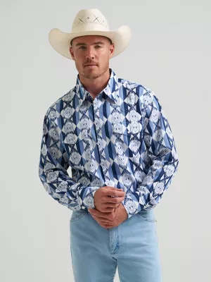 Men's Checotah® Long Sleeve Western Snap Printed Shirt in Blue Diamondback