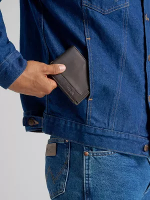 Mens Embossed Passcase Bifold Wallet:Brown:ONE SIZE