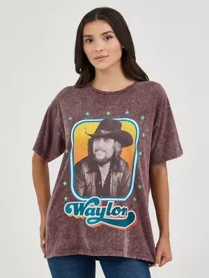 Women's Wrangler Retro® Waylon Jennings Oversized Band Tee in Fudge Comet Wash