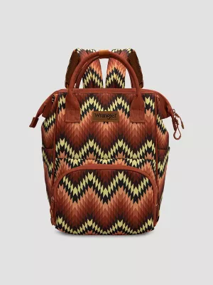 Zig Zag Print Backpack:Brown:One Size: