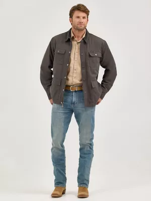 Mens Western Cord Collar Zip Barn Coat:Raven:M