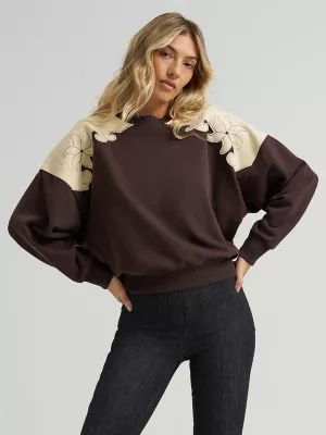 Wrangler x Lainey Wilson French Terry Crew Pullover in Brown