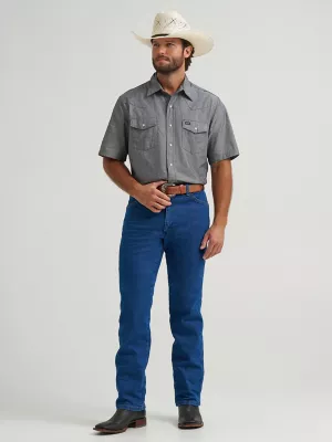 Cowboy Cut® Short Sleeve Western Snap Chambray Work Shirt in Charcoal