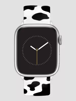 Silicone Cow Print Universal Watchband:Black/White:One Size:
