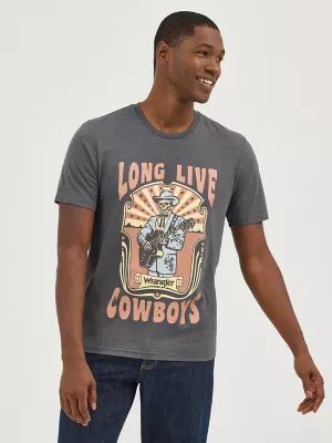 Men's Skeleton Cowboy Graphic T-Shirt in Asphalt