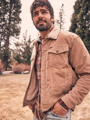 Men's Wrangler® Sherpa Lined Corduroy Trucker Jacket in Acorn