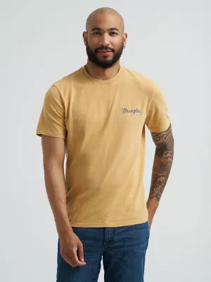 Mens Mineral Wash Back Graphic T-Shirt:Pale Gold Heather:S