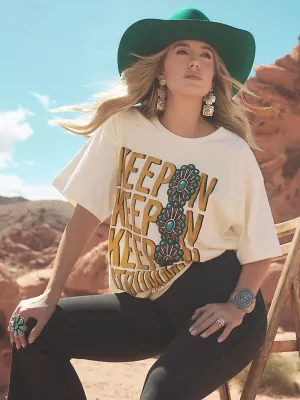 Wrangler x Lainey Wilson Keep On Strummin Oversized Tee in Cream