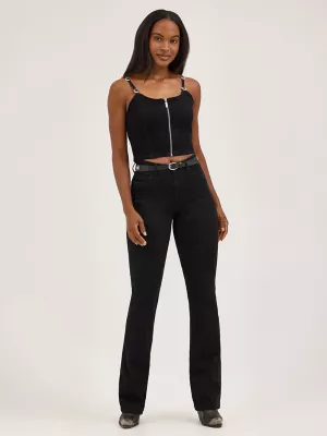 Women's Concho Strap Denim Tank in Black