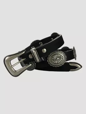 Women's Concho Hair Hide Belt in Black