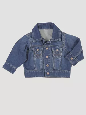 Baby Boy Long Sleeve Classic Denim Jacket in Dark Blue