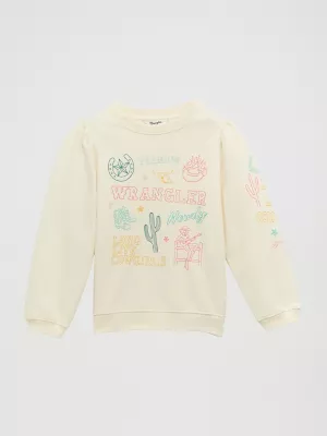 Girl's Wrangler Graphic Puff Sleeve Pullover in White