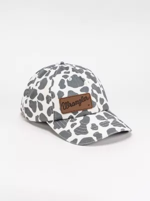 Womens Cow Print Baseball Cap:Black/White:One Size