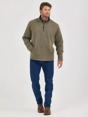 Mens George Strait Quarter Zip Quilt Pullover:Olive:M