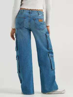 Women's Low Rise Baggy Cargo Jean in Azurite
