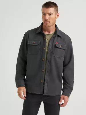 Mens Five Star Brushed Fleece Shirt Jacket:Grey Pinstripe:S
