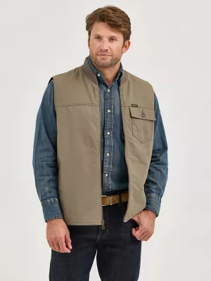 Men's Wrangler Quilt Lined Rancher Vest in Bungee Cord Taupe