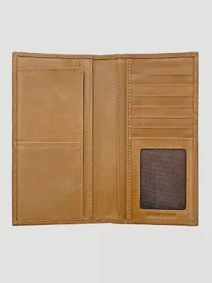 Canvas Southwest Print Leather Trim Checkbook:Tan:One Size
