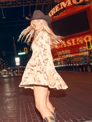 Women's Smocked Bodice A-Line Dress in Cream